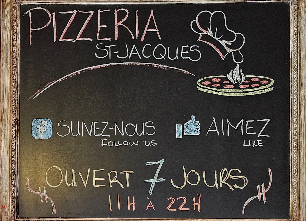 Menu, Pizzeria St-Jacques