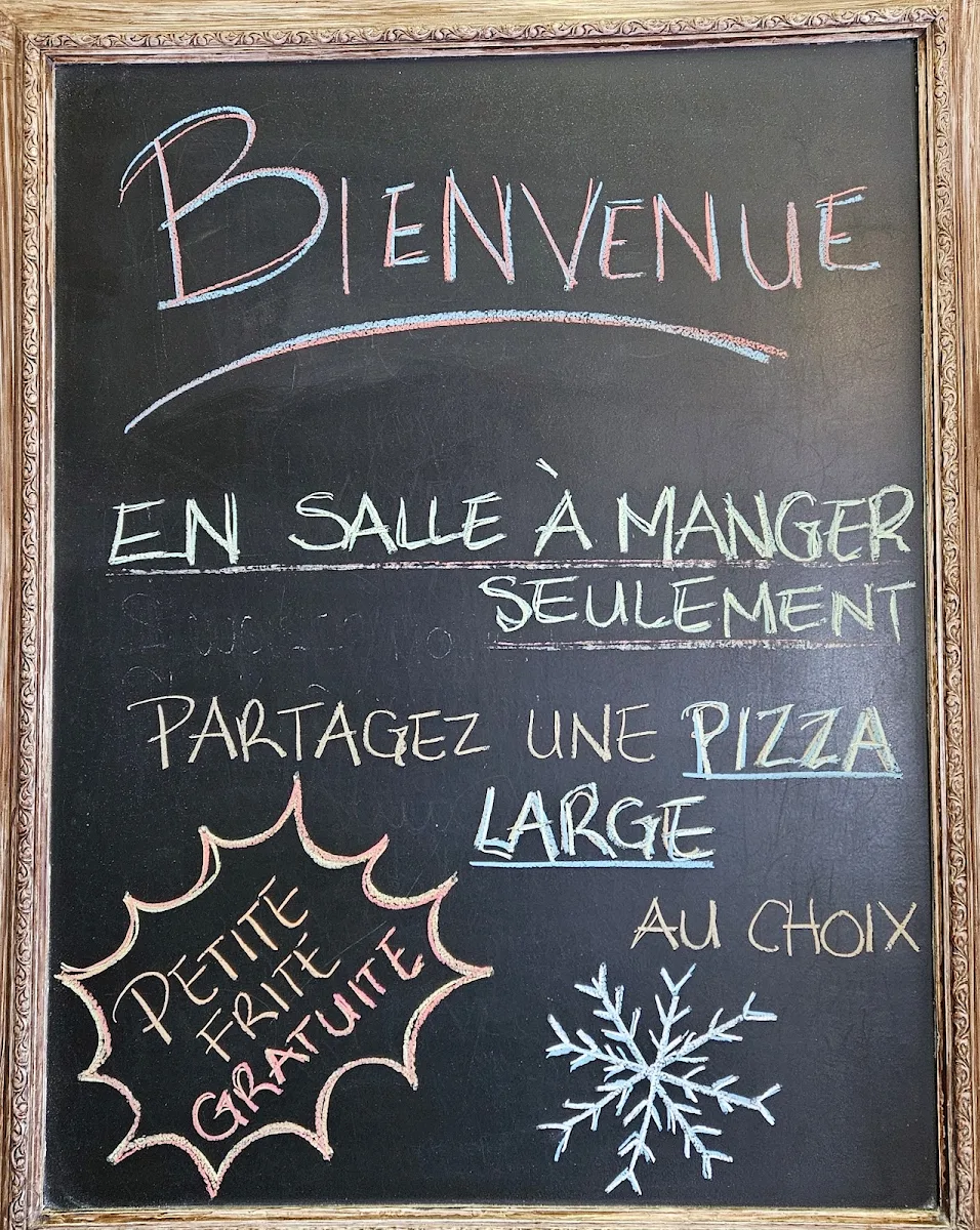 Menu, Pizzeria St-Jacques