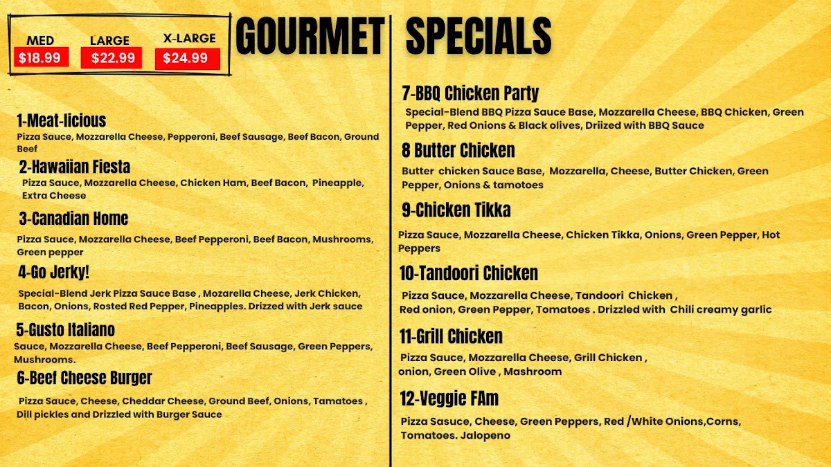 Menu, Slice City Pizza & Chicken