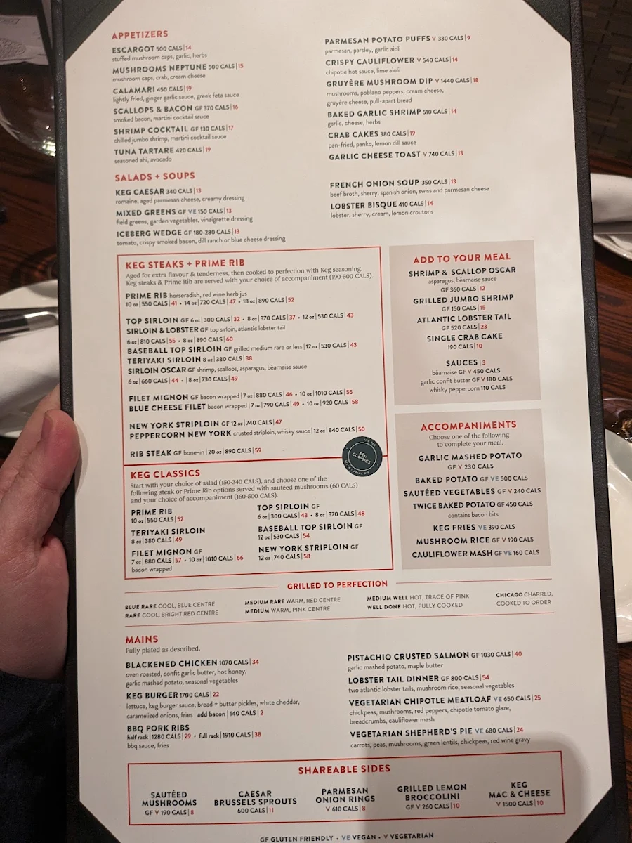Menu, The Keg Steakhouse + Bar - Brantford