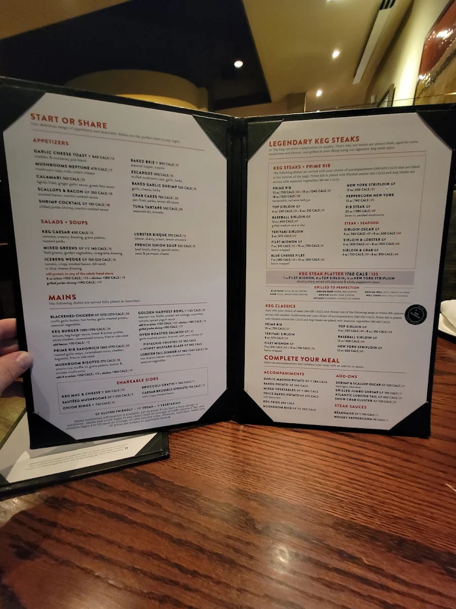 Menu, The Keg Steakhouse + Bar - Brantford