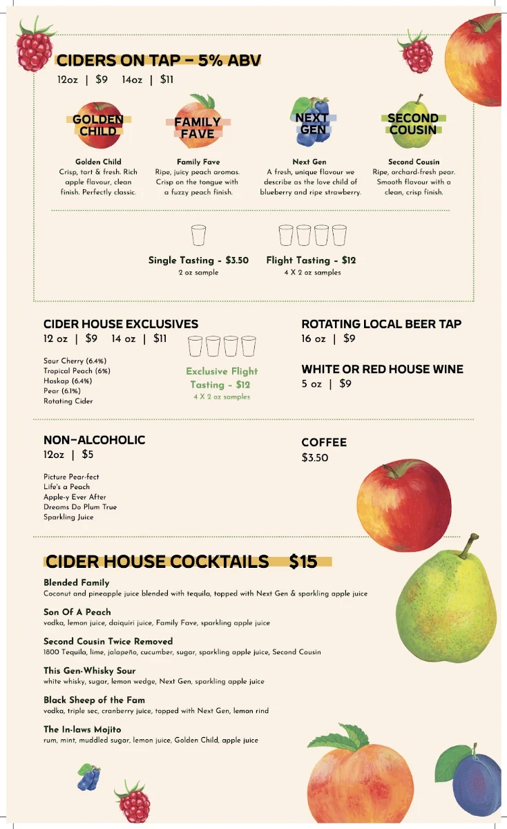 Menu, Lass Chance Beverage Co.