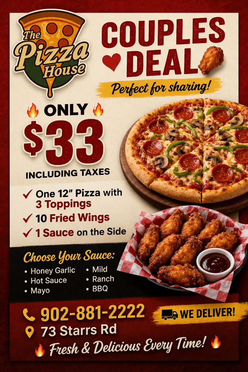 Menu, The Pizza House