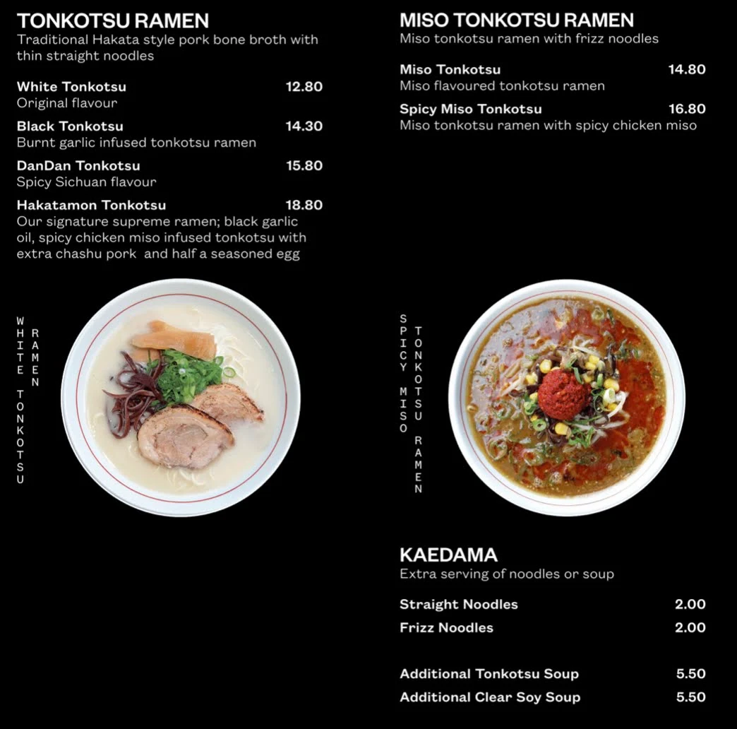 Menu, Hakatamon Ramen