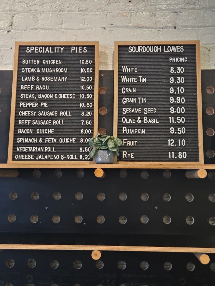 Menu, 1816 Bakehouse