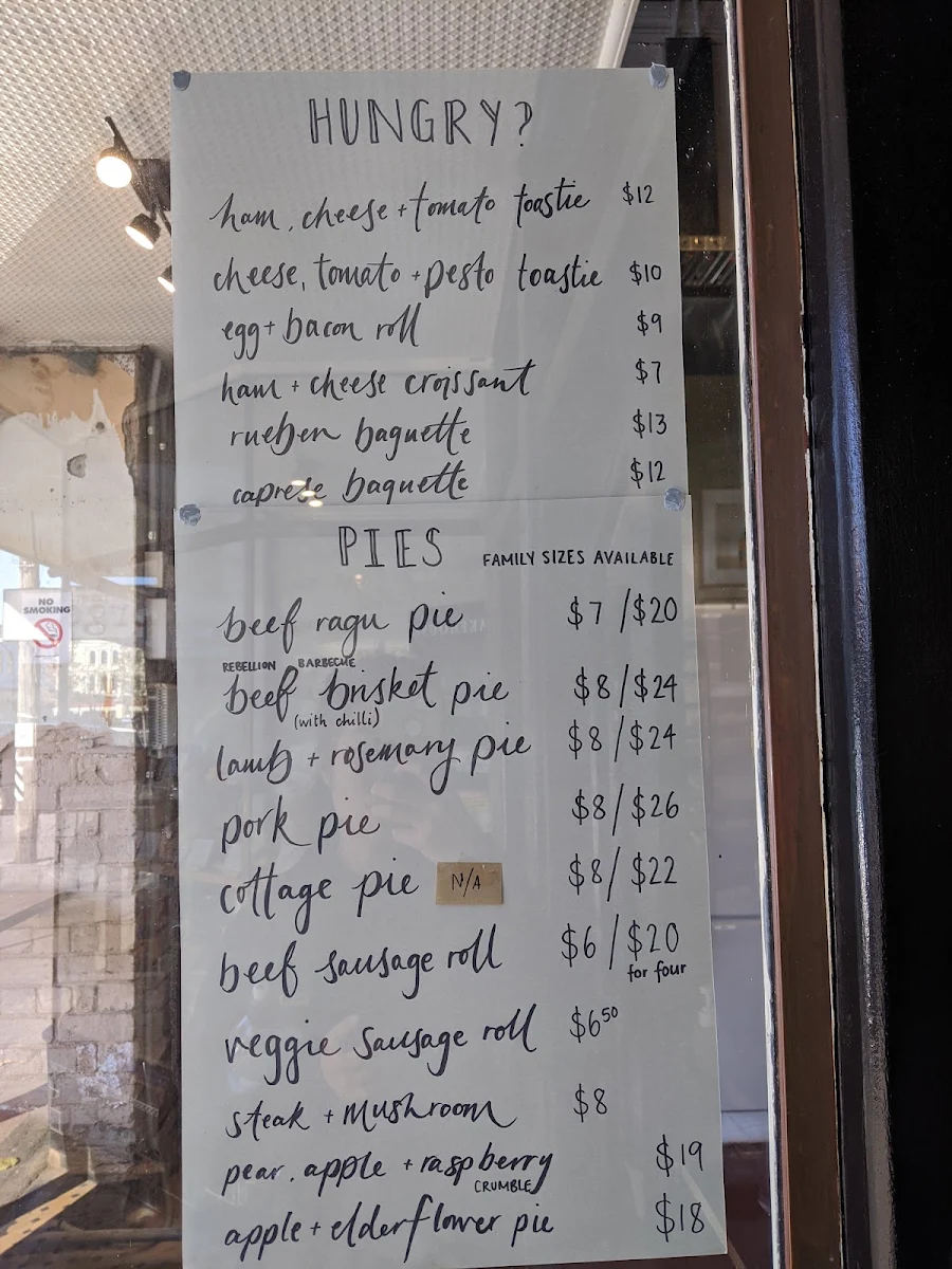 Menu, 1816 Bakehouse