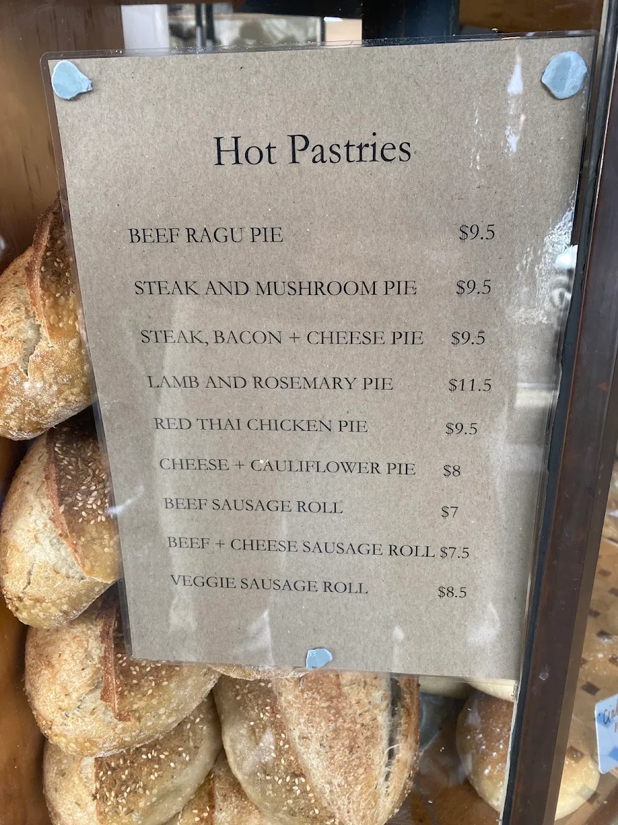 Menu, 1816 Bakehouse