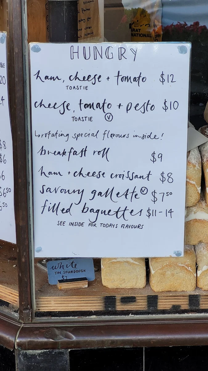Menu, 1816 Bakehouse