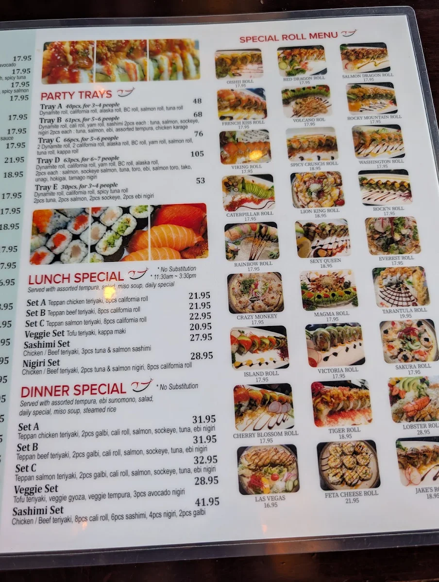 Menu, Vedder Sushi & Japanese Restaurant