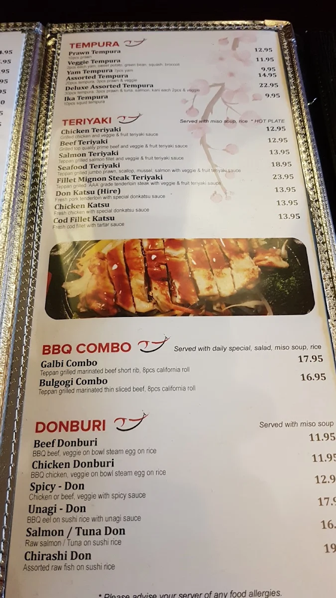 Menu, Vedder Sushi & Japanese Restaurant