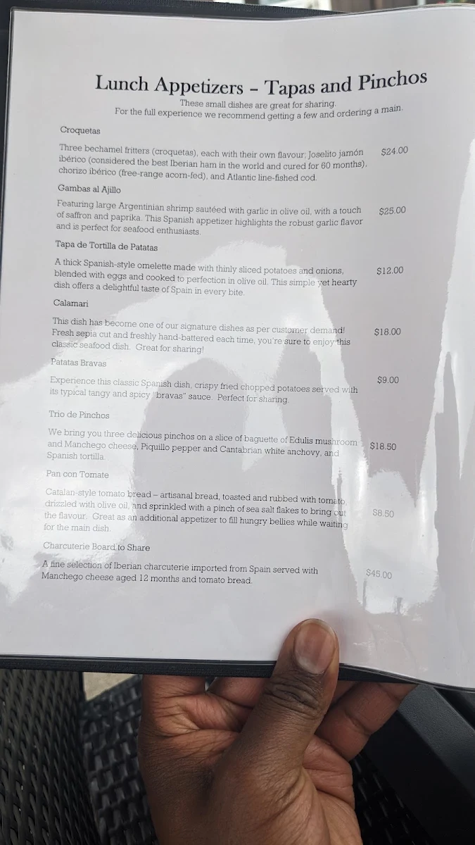 Menu, Little Barcelona