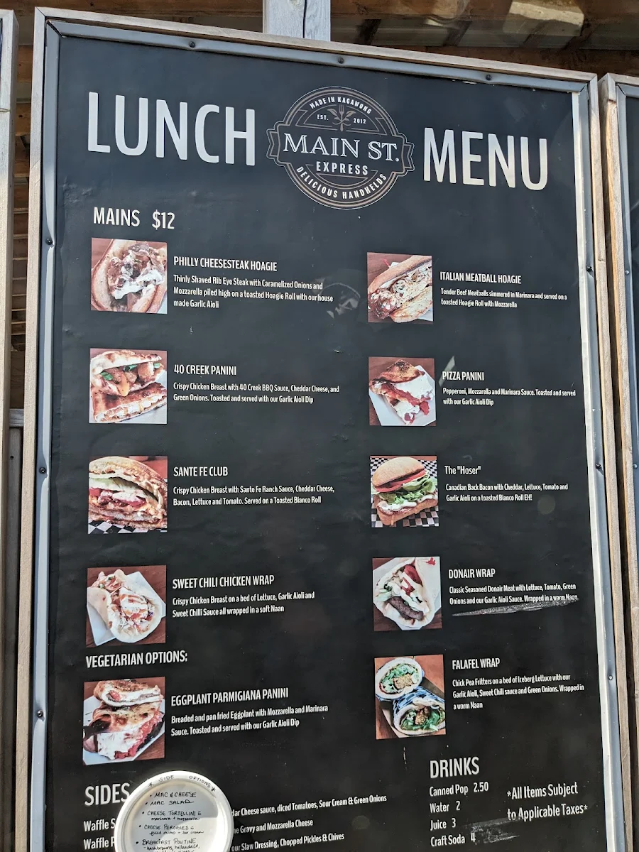 Menu, Main Street Express Kagawong