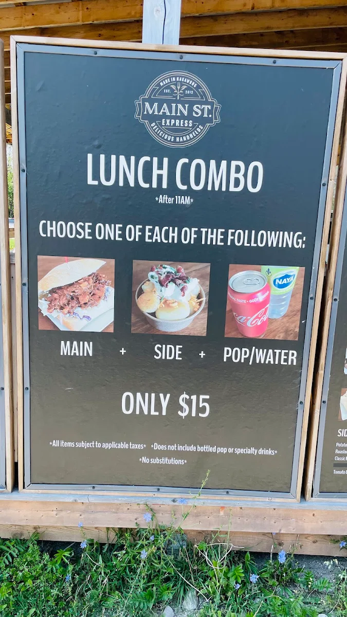 Menu, Main Street Express Kagawong