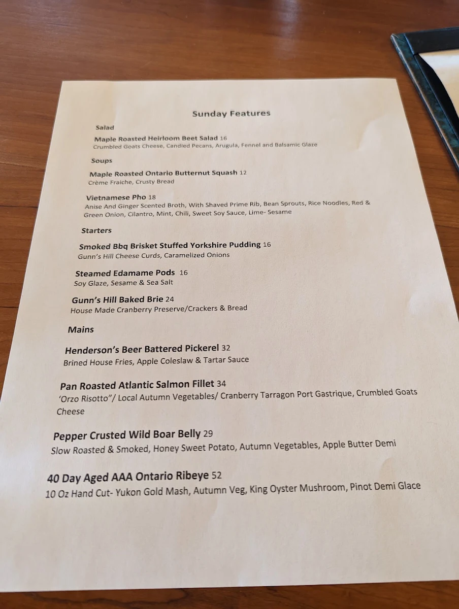 Menu, KALOS Restaurant