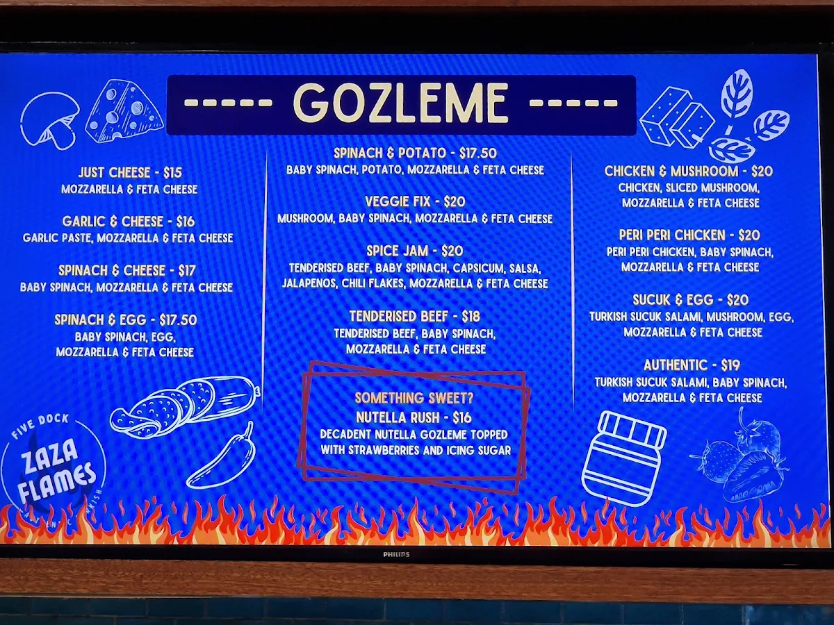 Menu, Fire Dock Kebab Haus