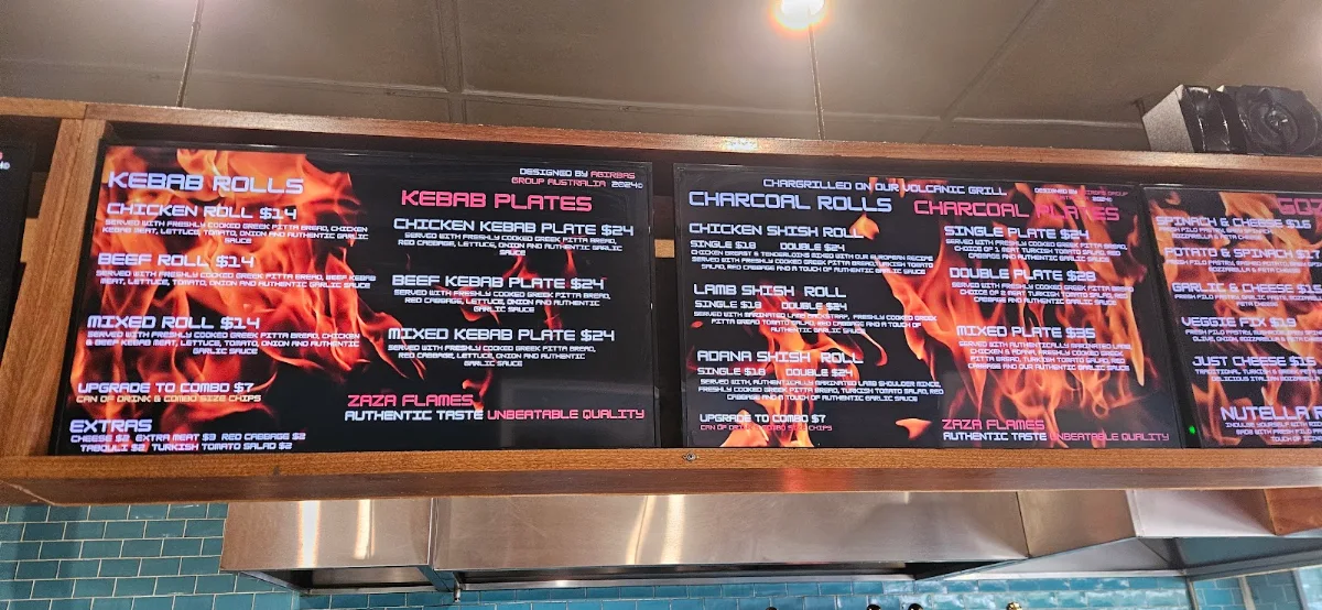 Menu, Fire Dock Kebab Haus
