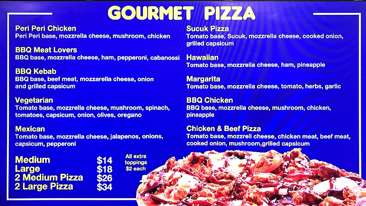Menu, Fire Dock Kebab Haus