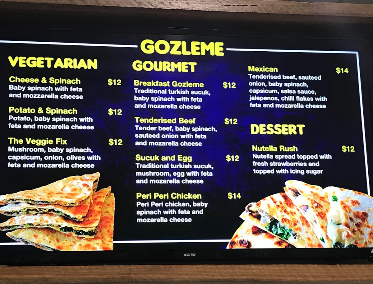 Menu, Fire Dock Kebab Haus