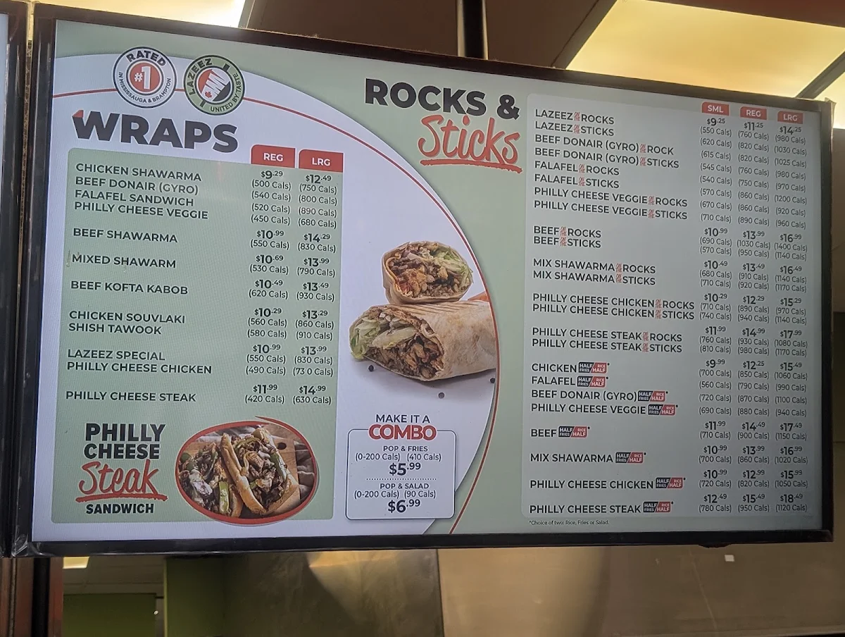 Menu, Lazeez Shawarma