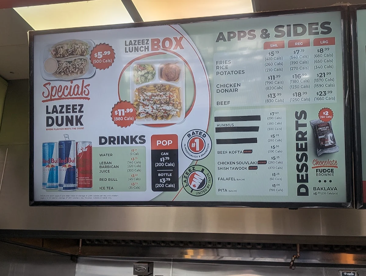 Menu, Lazeez Shawarma