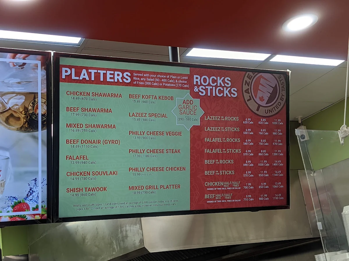 Menu, Lazeez Shawarma