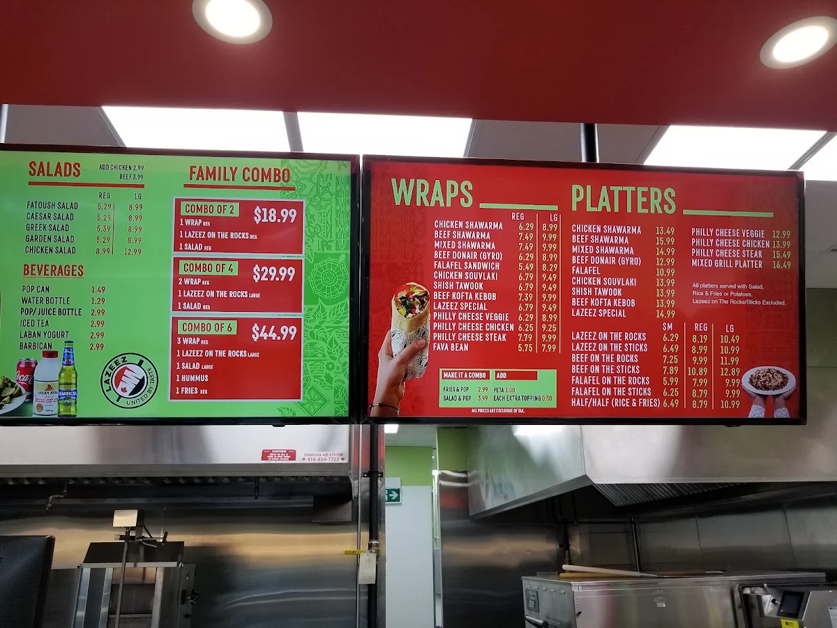 Menu, Lazeez Shawarma