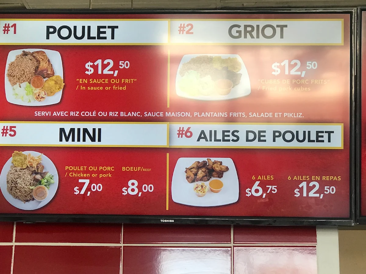 Menu, Tassot Créole (Longueuil)
