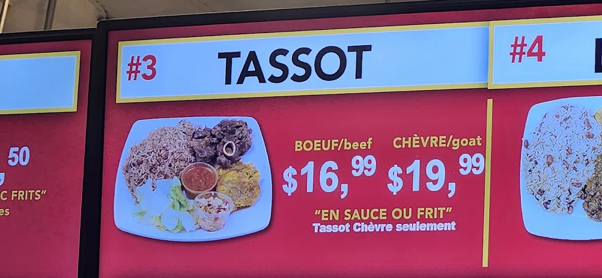 Menu, Tassot Créole (Longueuil)