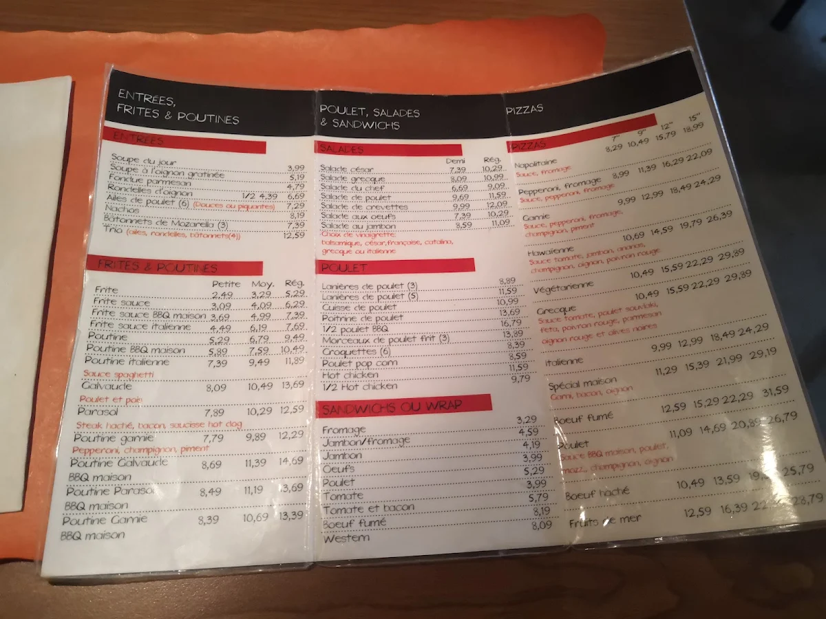 Menu, Casse-croûte Au Coin Du Routier