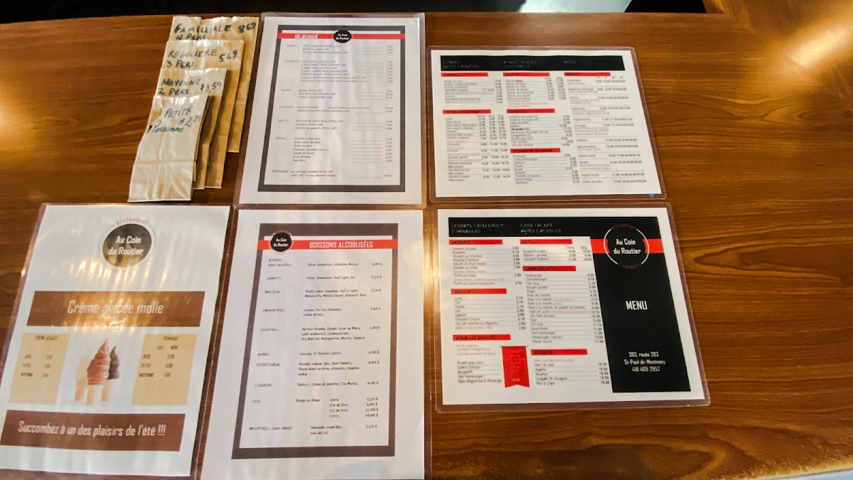 Menu, Casse-croûte Au Coin Du Routier