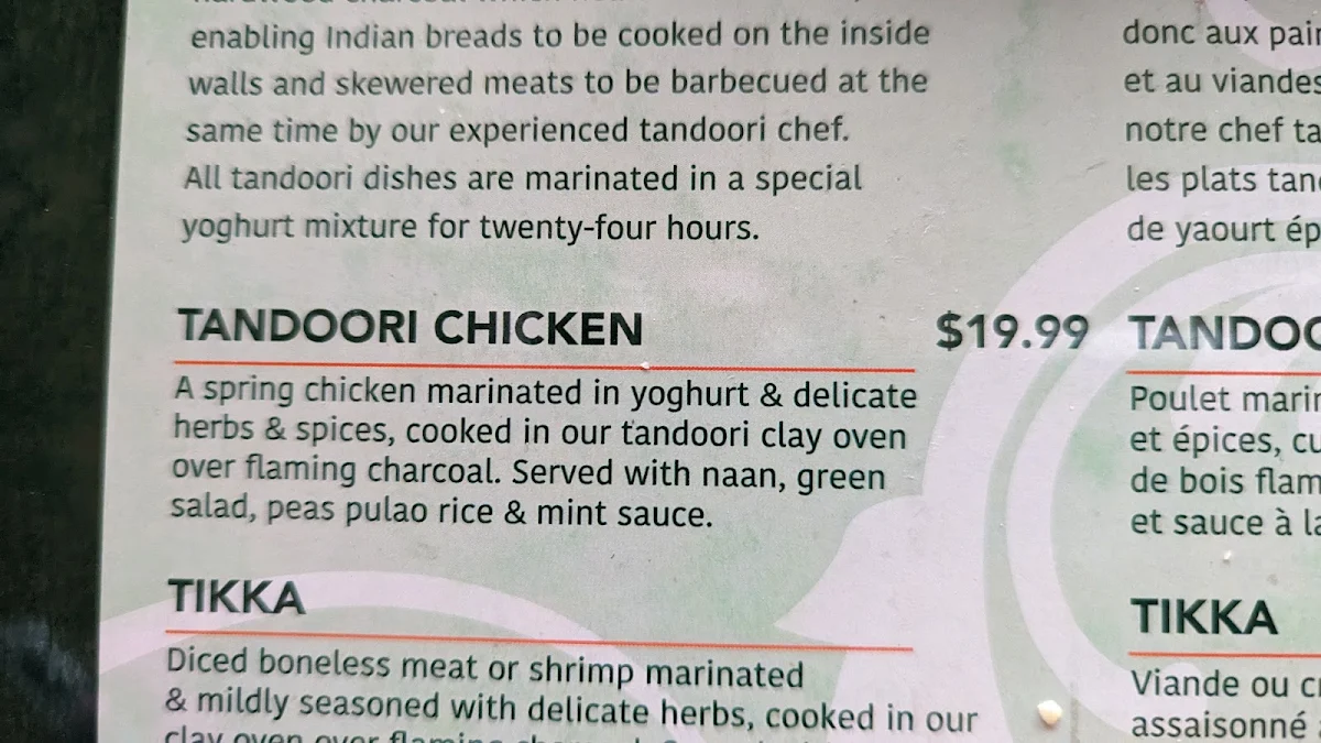 Menu, Light of India Restaurant