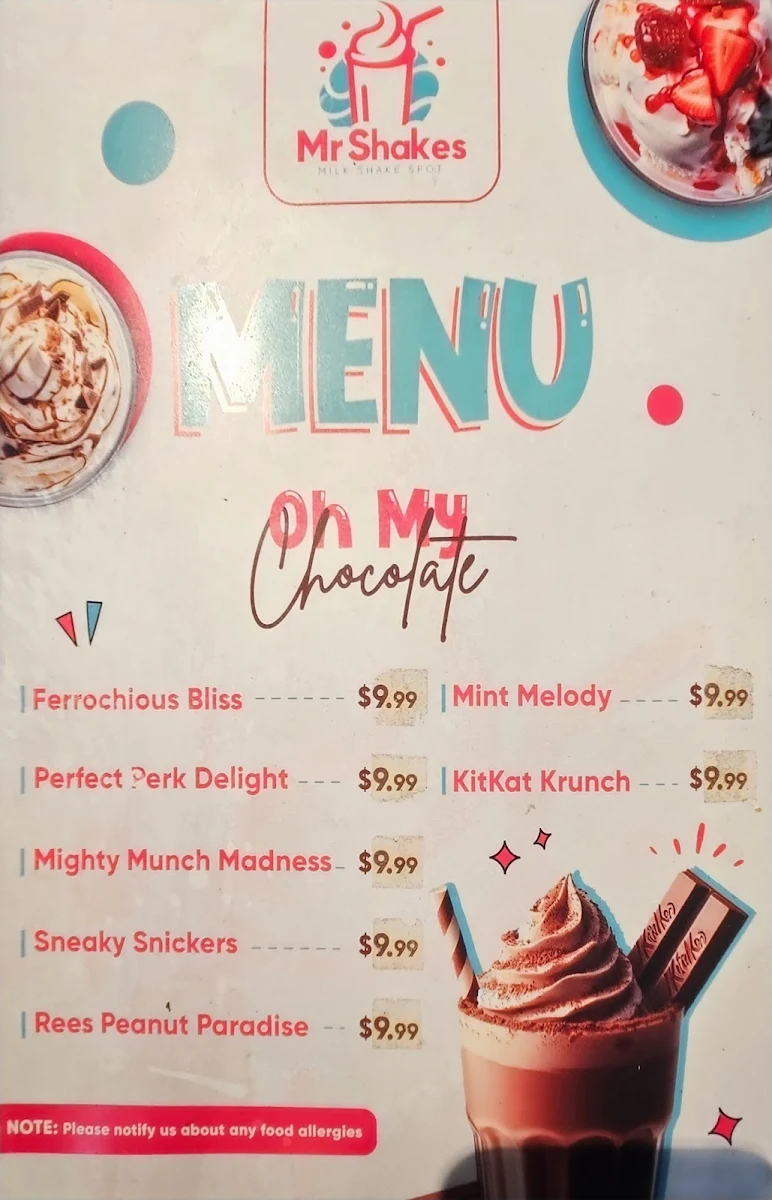 Menu, Sarvi Indian Cuisine