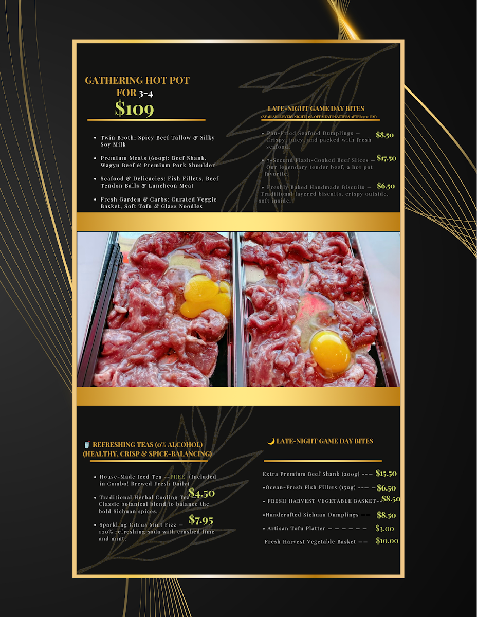 Menu, Upstairs Hot Pot (Richmond)