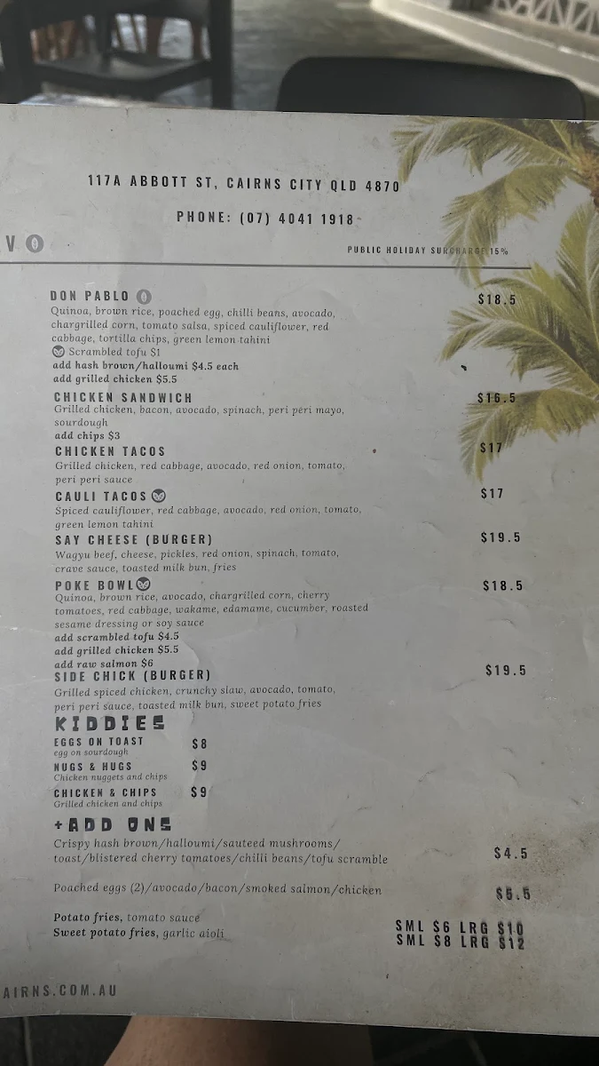 Menu, Crave Cairns