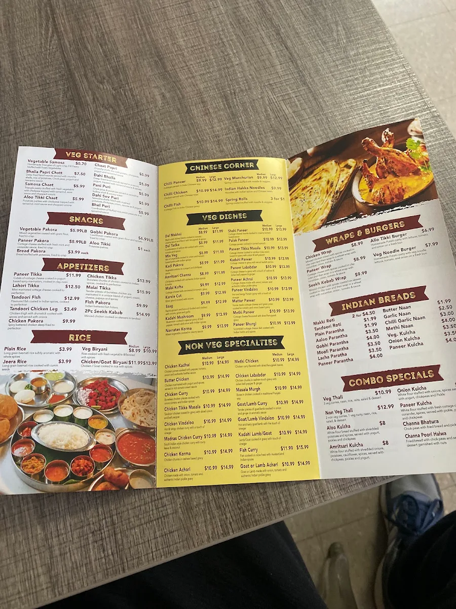 Menu, Indian Spice Sweets & Restaurant