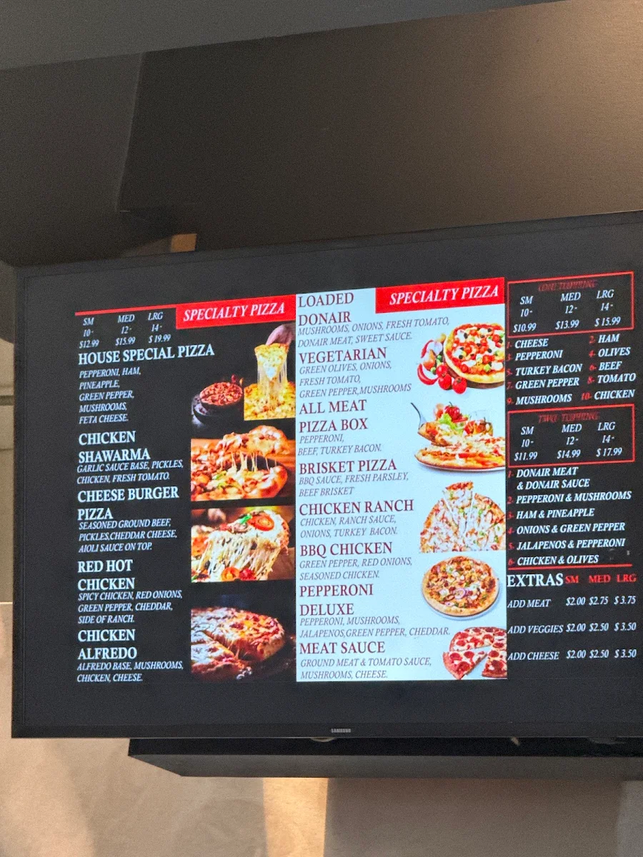 Menu, Shawarma & pizza zone