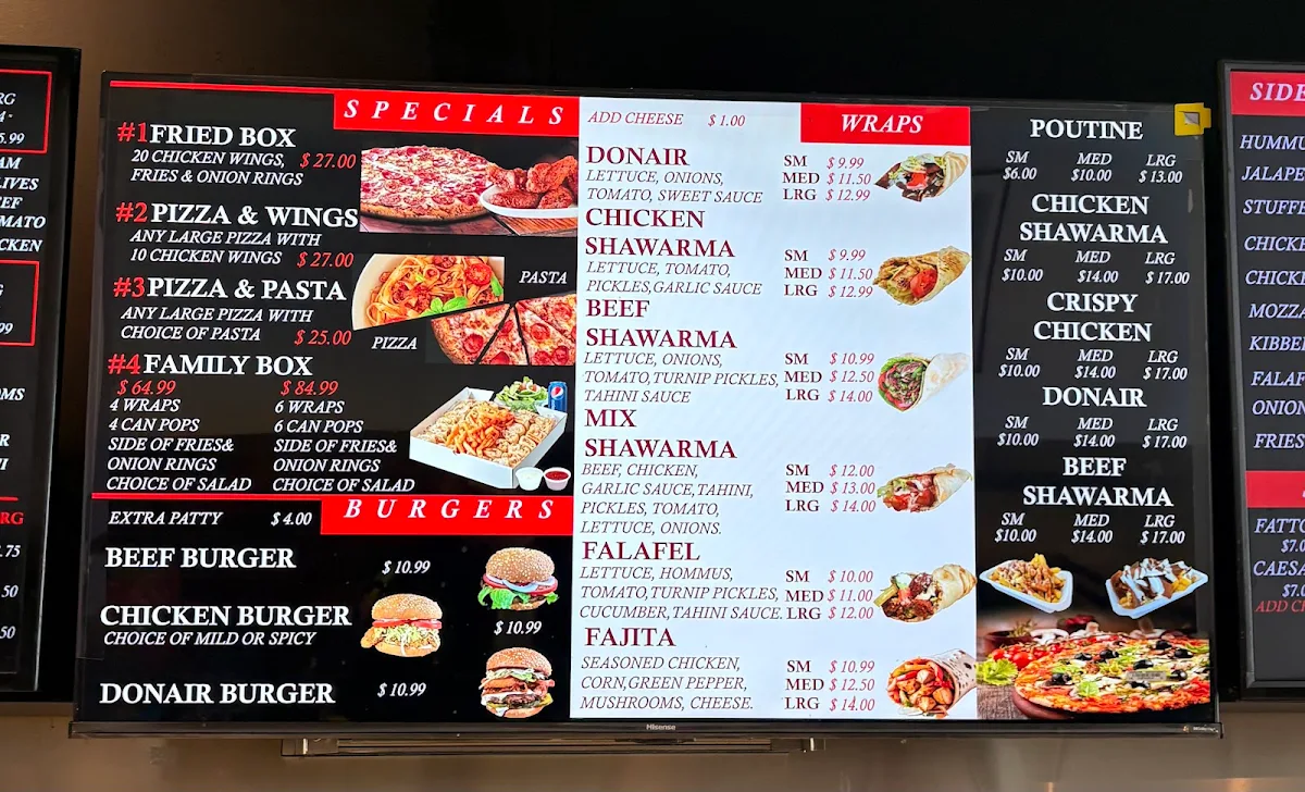 Menu, Shawarma & pizza zone