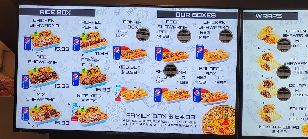 Menu, Shawarma & pizza zone