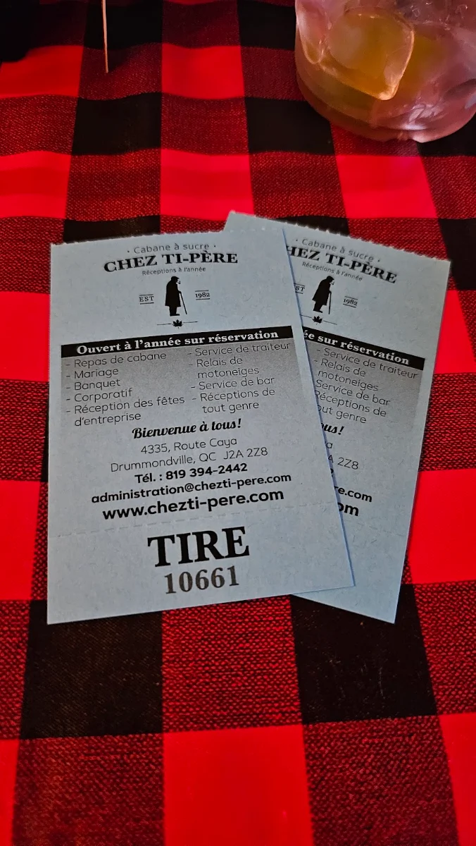 Menu, Cabane à Sucre Chez Ti-Père