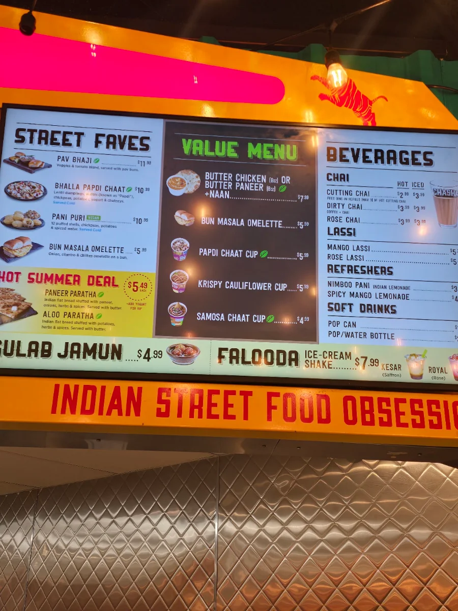 Menu, Chaska Indian Street Food