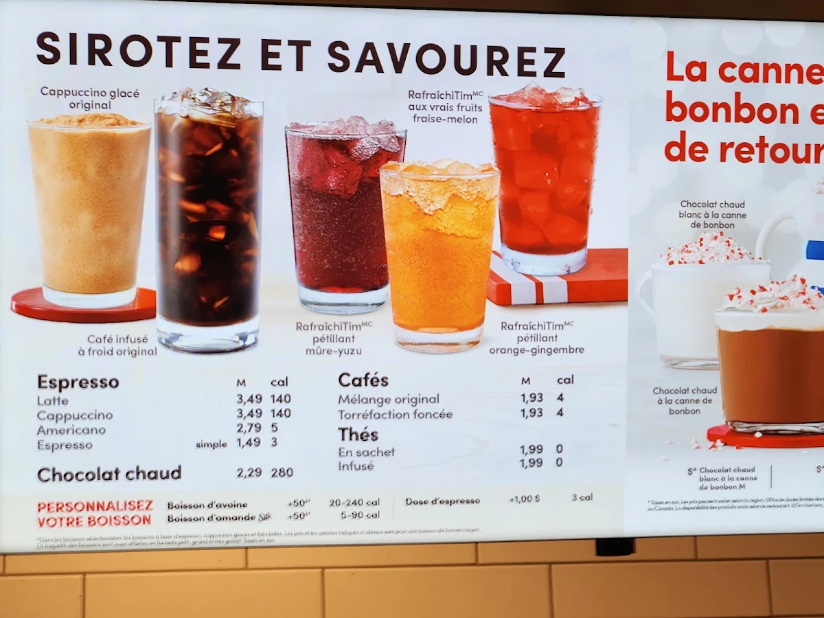 Menu, Tim Hortons