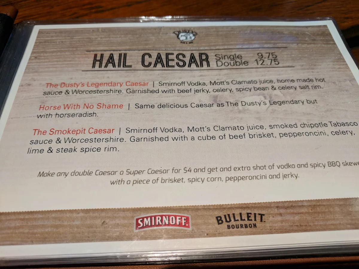 Menu, Dusty's Bar & BBQ