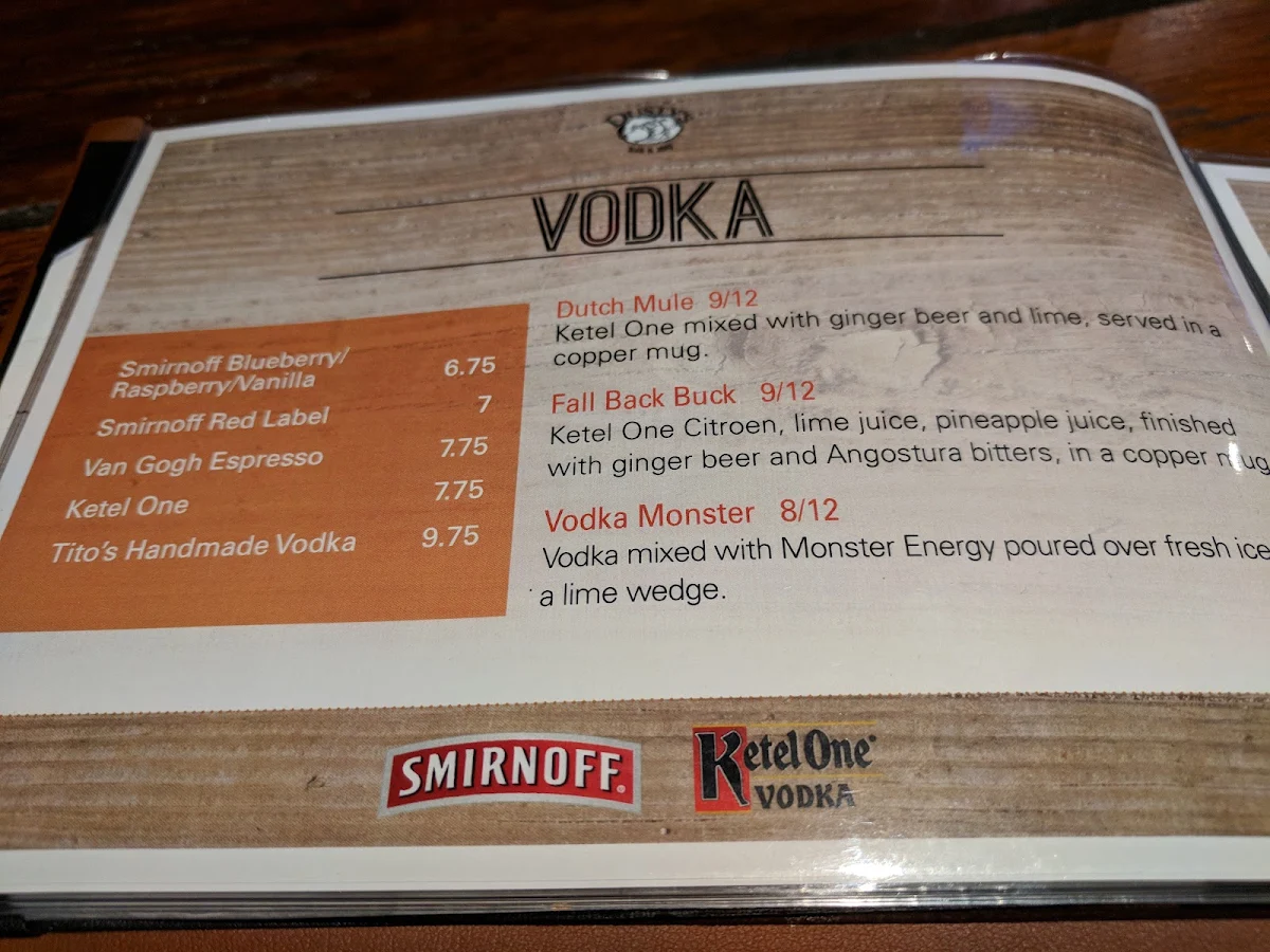 Menu, Dusty's Bar & BBQ
