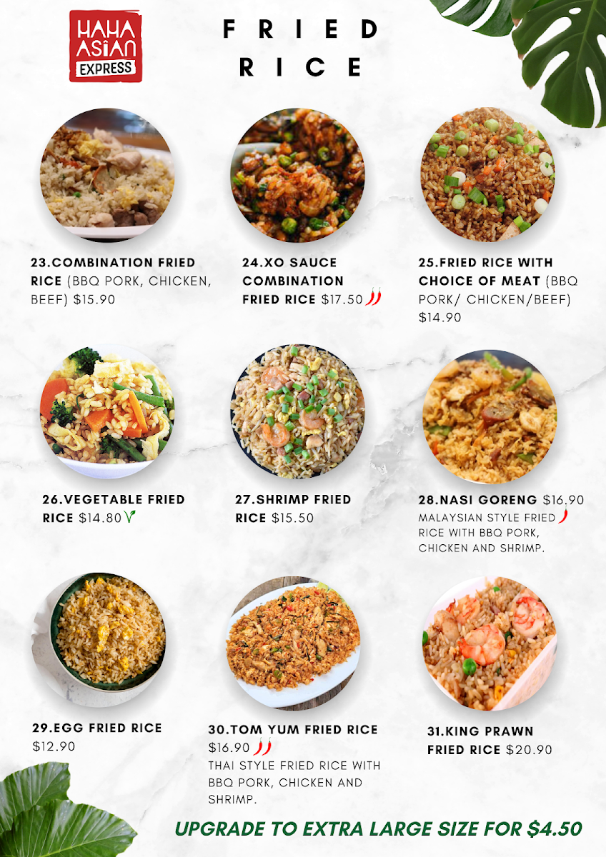Menu, Haha Asian Express Hyperdome