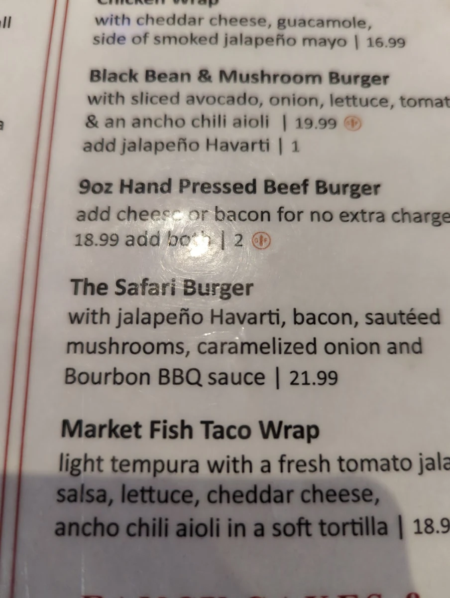 Menu, Safari Bar and Grill 1749 Avenue Rd