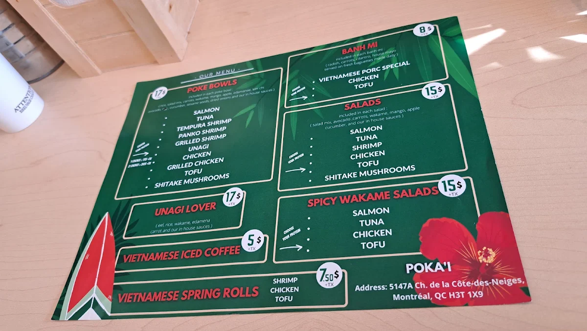 Menu, Pokai