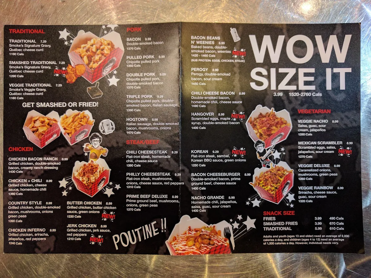 Menu, Smoke's Poutinerie Barrie