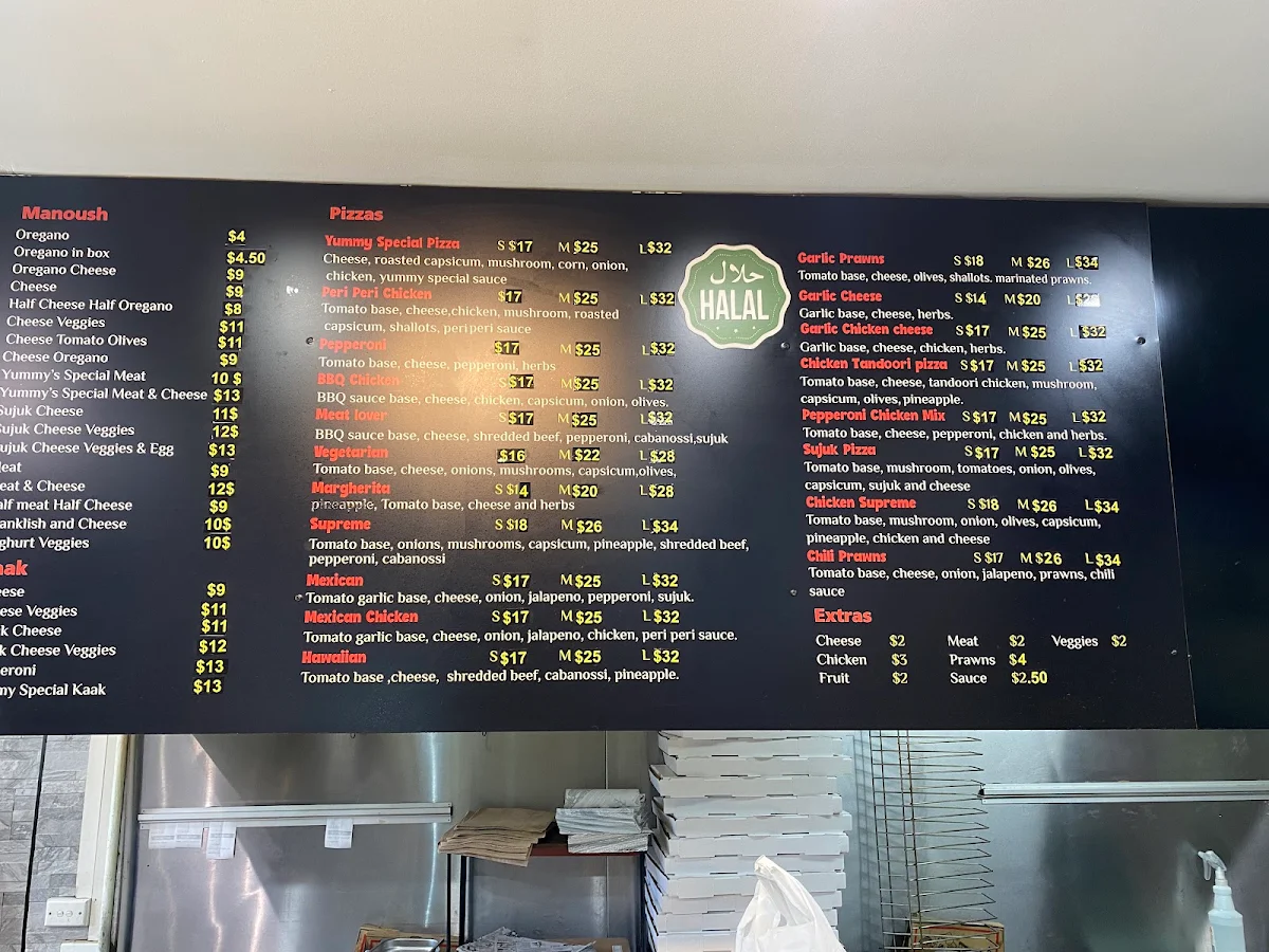 Menu, Yummy Manoush