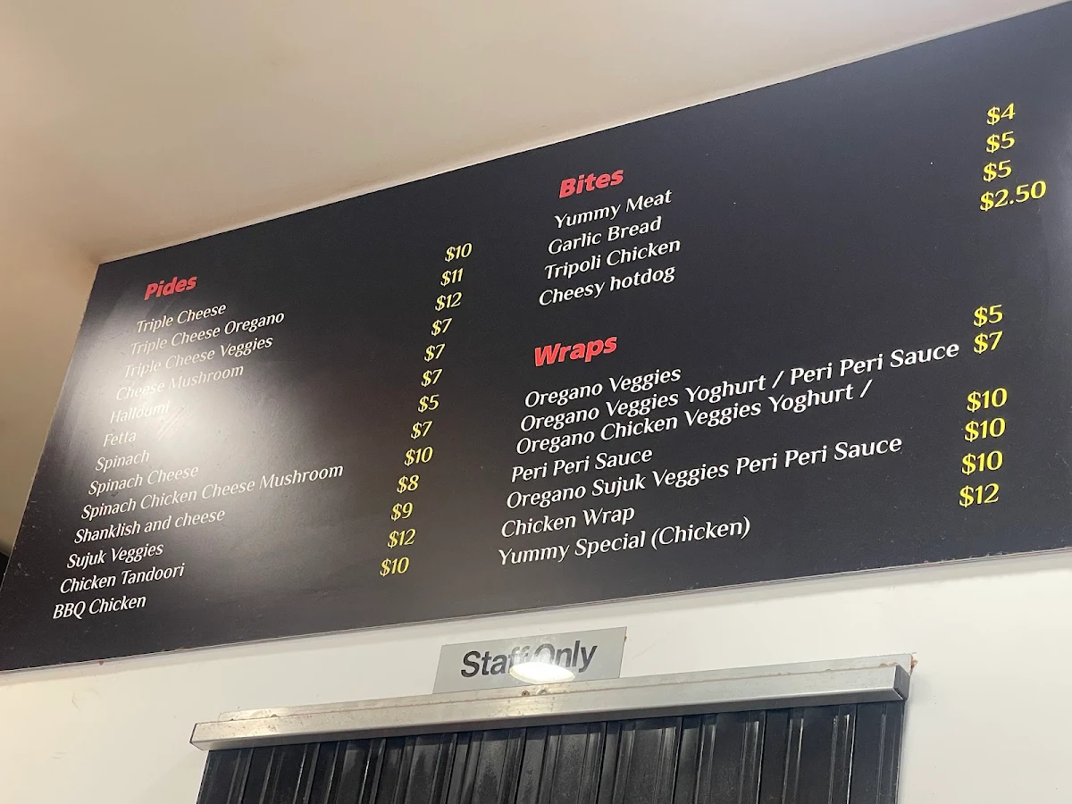 Menu, Yummy Manoush