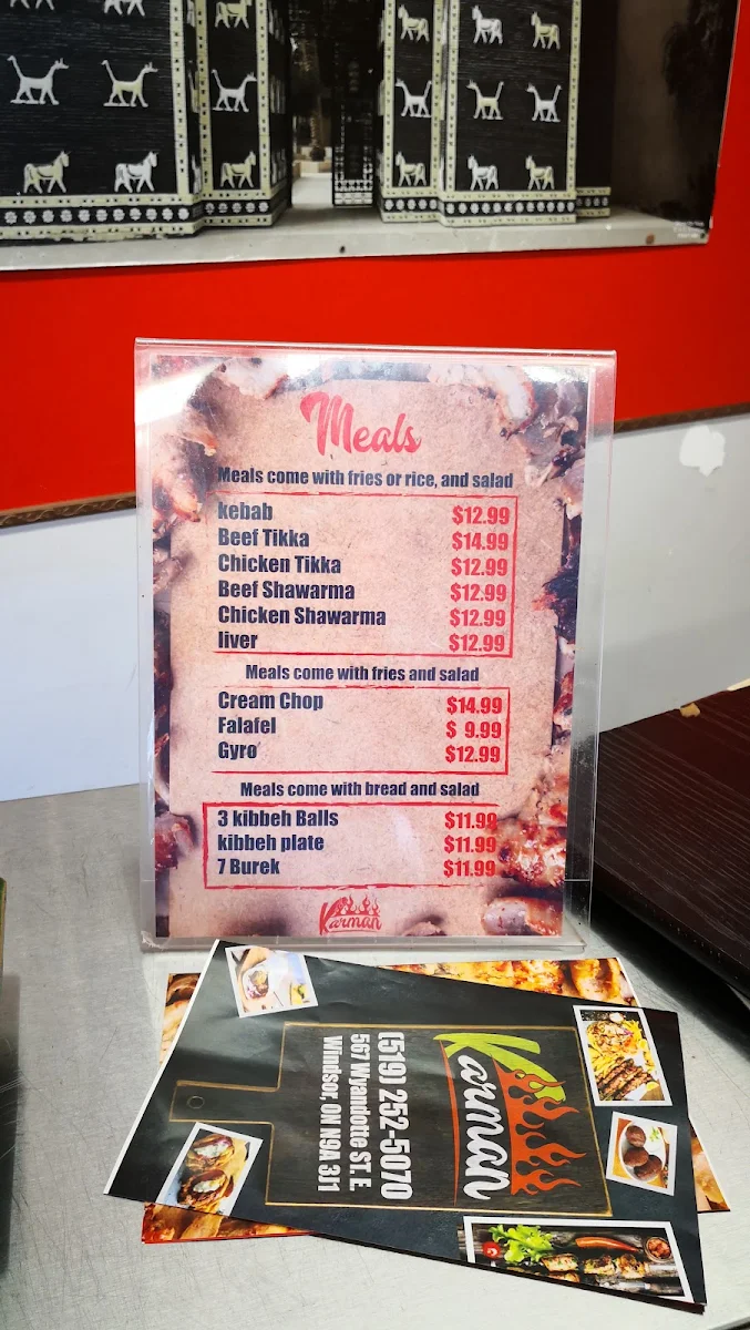 Menu, Karraman Restaurant